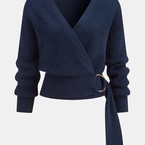 NWT Commense Navy Blue Wrap Sweater Sz Small